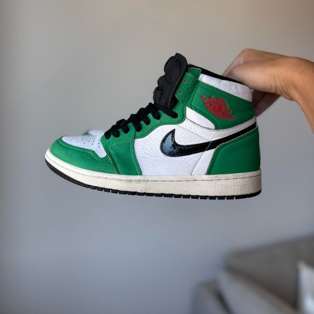 Air Jordan Green and White High-Top Sneakers